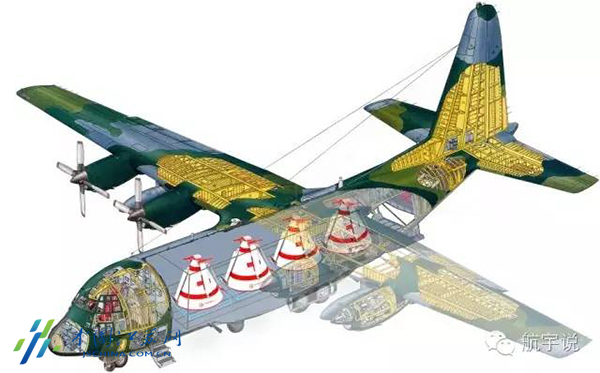 飞行器在运输机内部。（概念图）